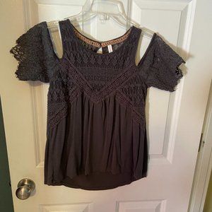 Juniors Xhilaration Grey Short Sleeve Shirt-XS